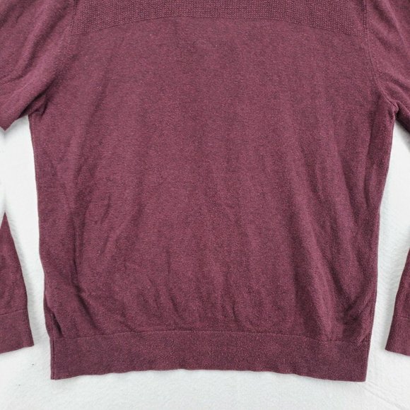 Banana Republic Sweater Men's Long Sleeve 1/4 Zip Pullover High Neck Purple Med - Picture 10 of 12